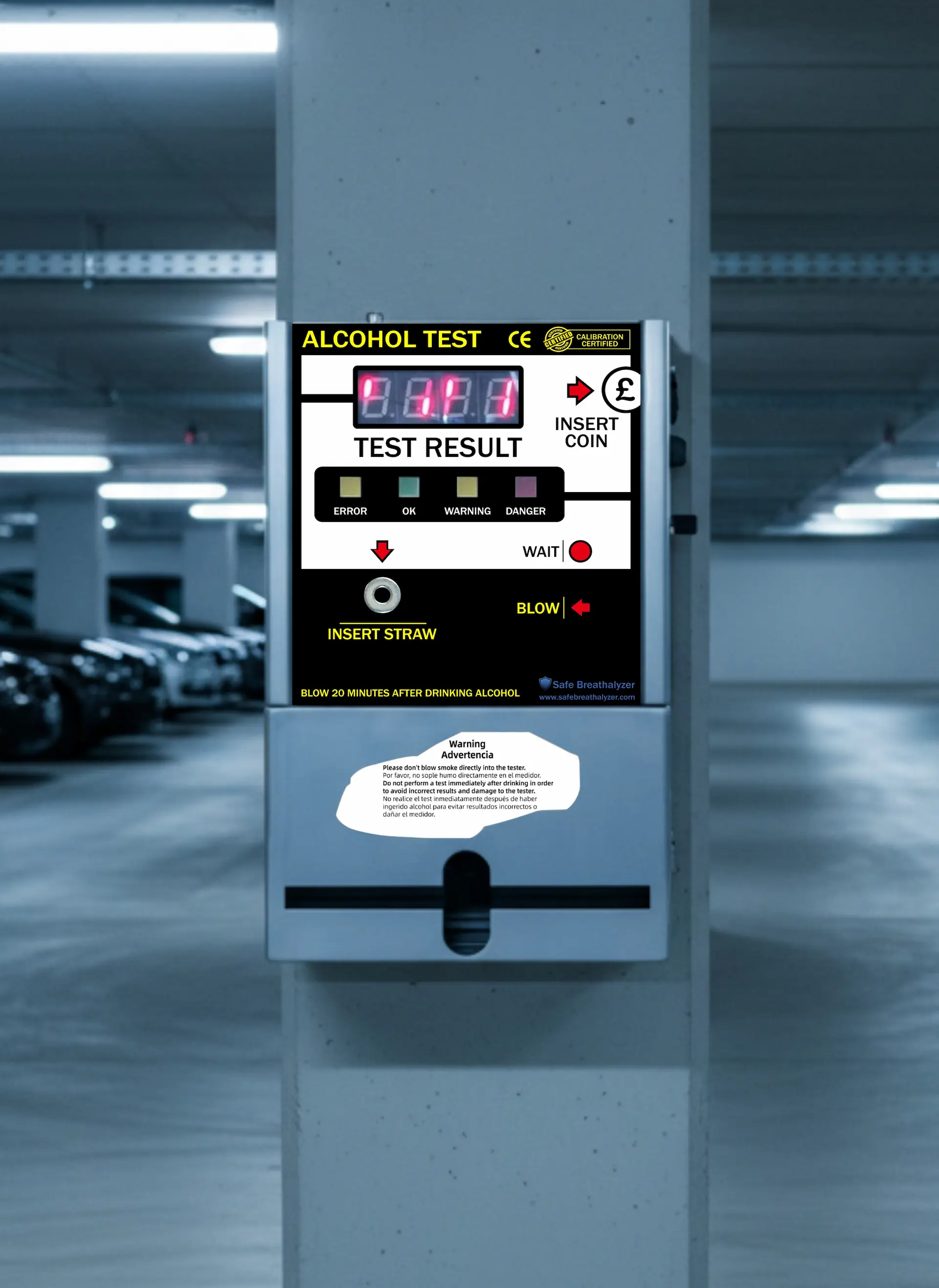 A nighttime view of a modern parking garage, representing safety and responsibility.